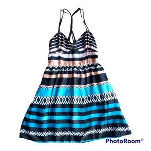 Bar III Summer strappy smocked mini sun dress w/pockets